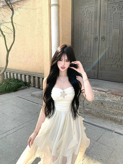 Hungerlababy/24SS Chic and beautiful temperament tube top halter dress skirt fairy super fairy style