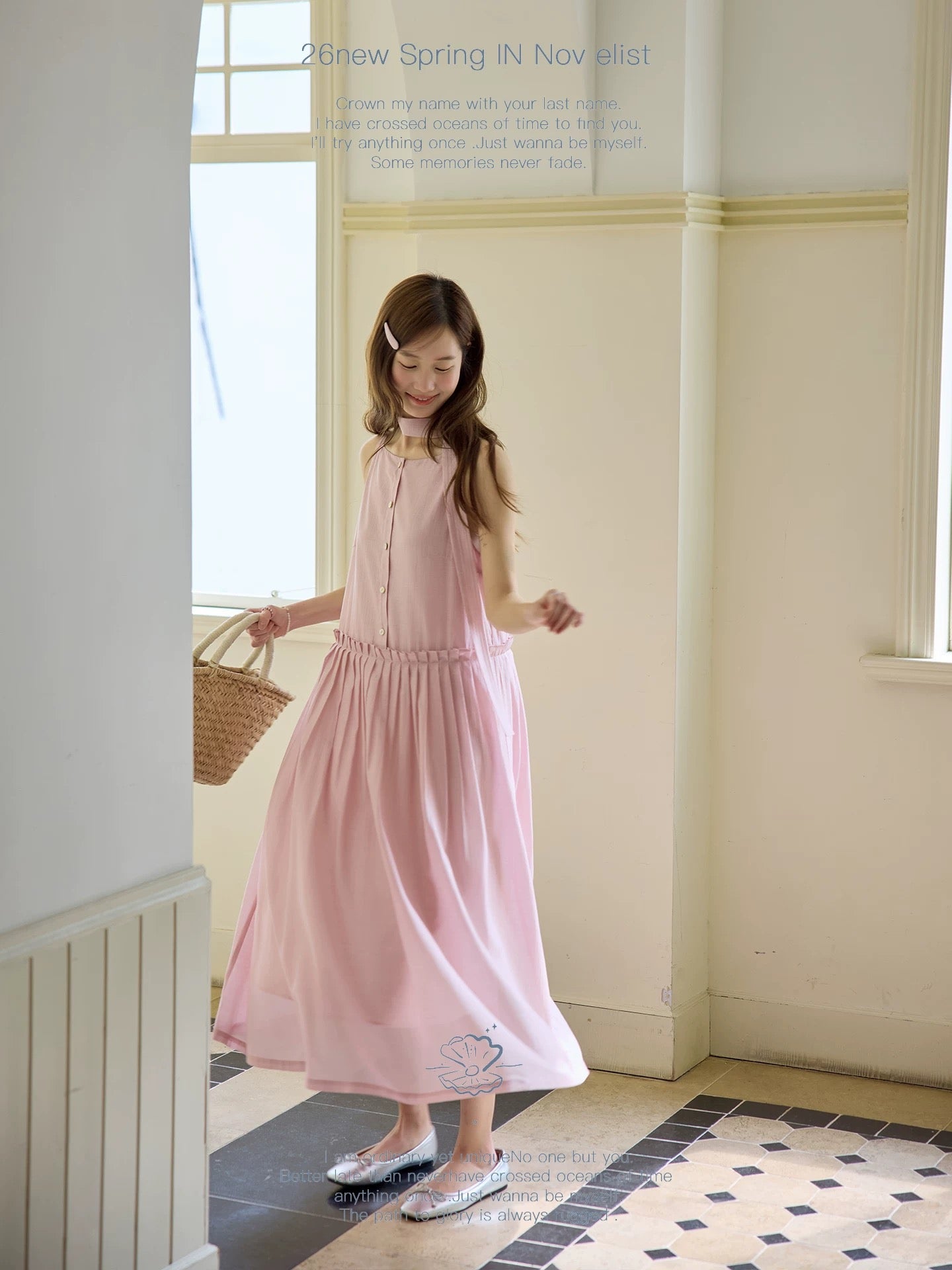 Nov elist One Elegant Boat Neck Dress with Ribbon Design Sleeveless Spaghetti Strap Dress Summer New Arrival