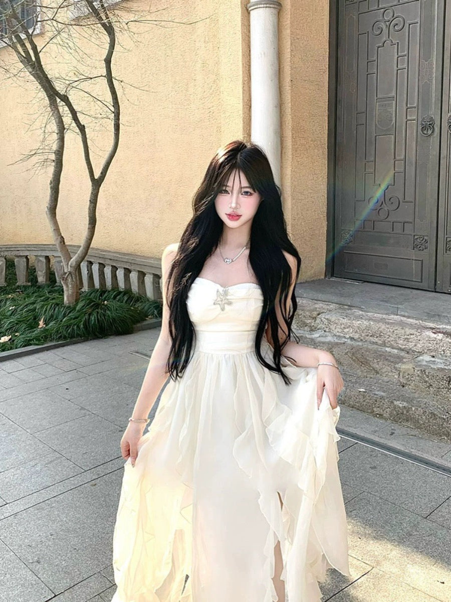 Hungerlababy/24SS Chic and beautiful temperament tube top halter dress skirt fairy super fairy style