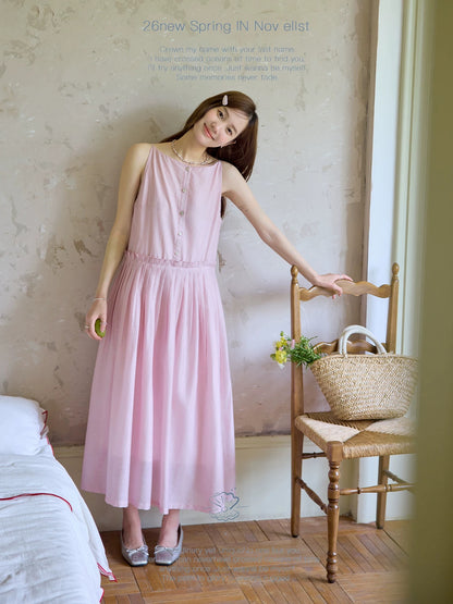 Nov elist One Elegant Boat Neck Dress with Ribbon Design Sleeveless Spaghetti Strap Dress Summer New Arrival