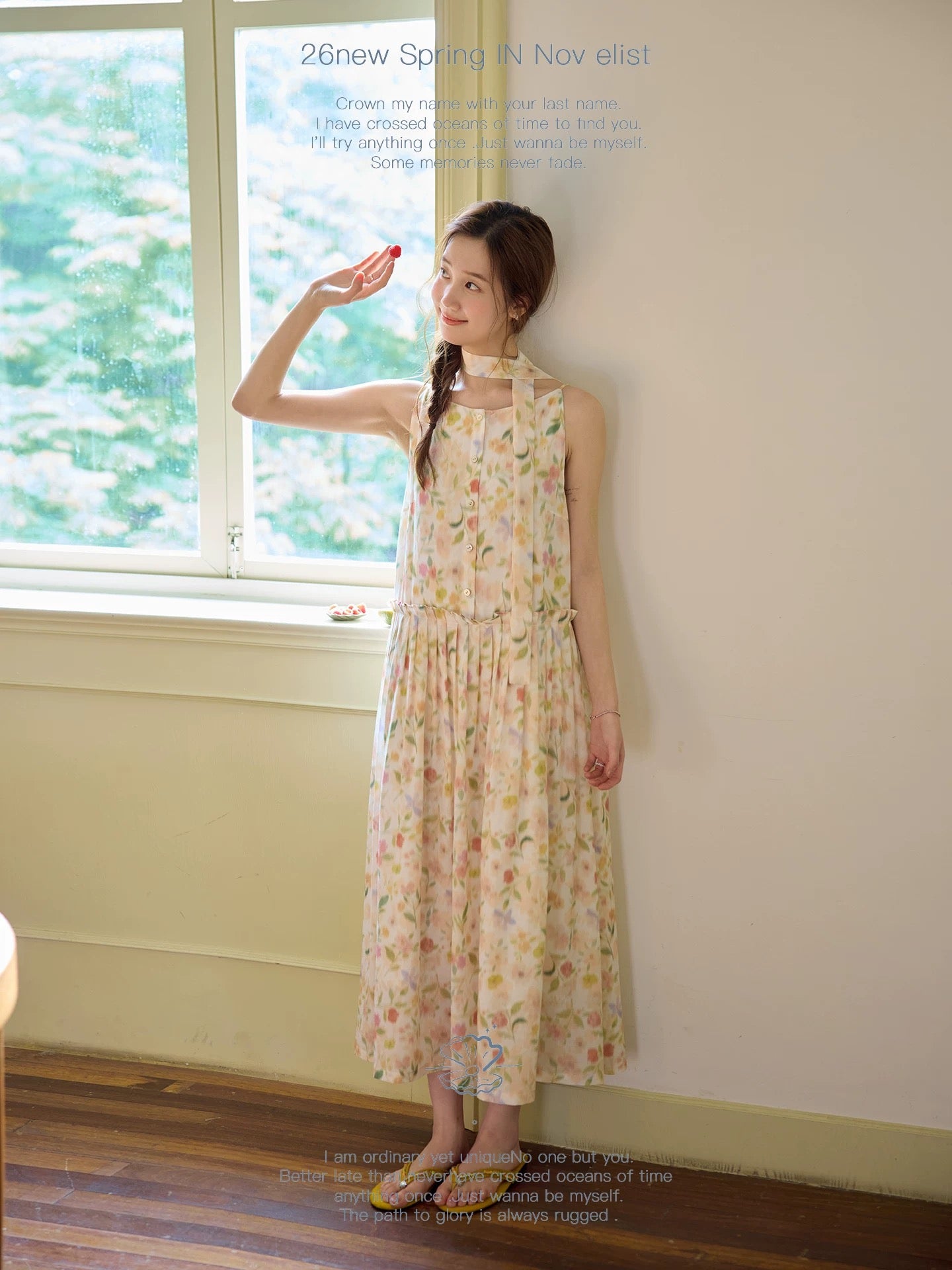 Nov elist One Elegant Boat Neck Dress with Ribbon Design Sleeveless Spaghetti Strap Dress Summer New Arrival