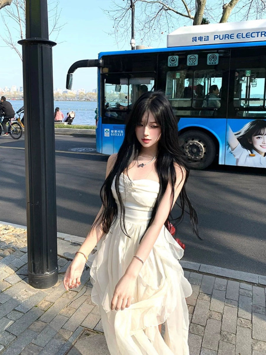 Hungerlababy/24SS Chic and beautiful temperament tube top halter dress skirt fairy super fairy style