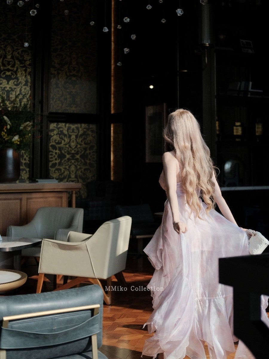 MMiko "Rose Mist Muse" suspender elegant irregular multi-layered skirt beach skirt 2024 birthday dress