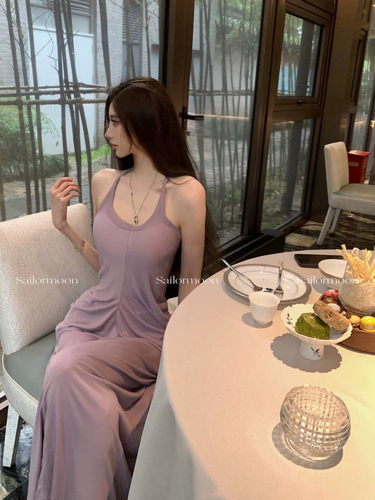 F PROJECT【Pure Desire Beauty】Icy texture, cool touch, pleated halterneck dress, whitening in summer