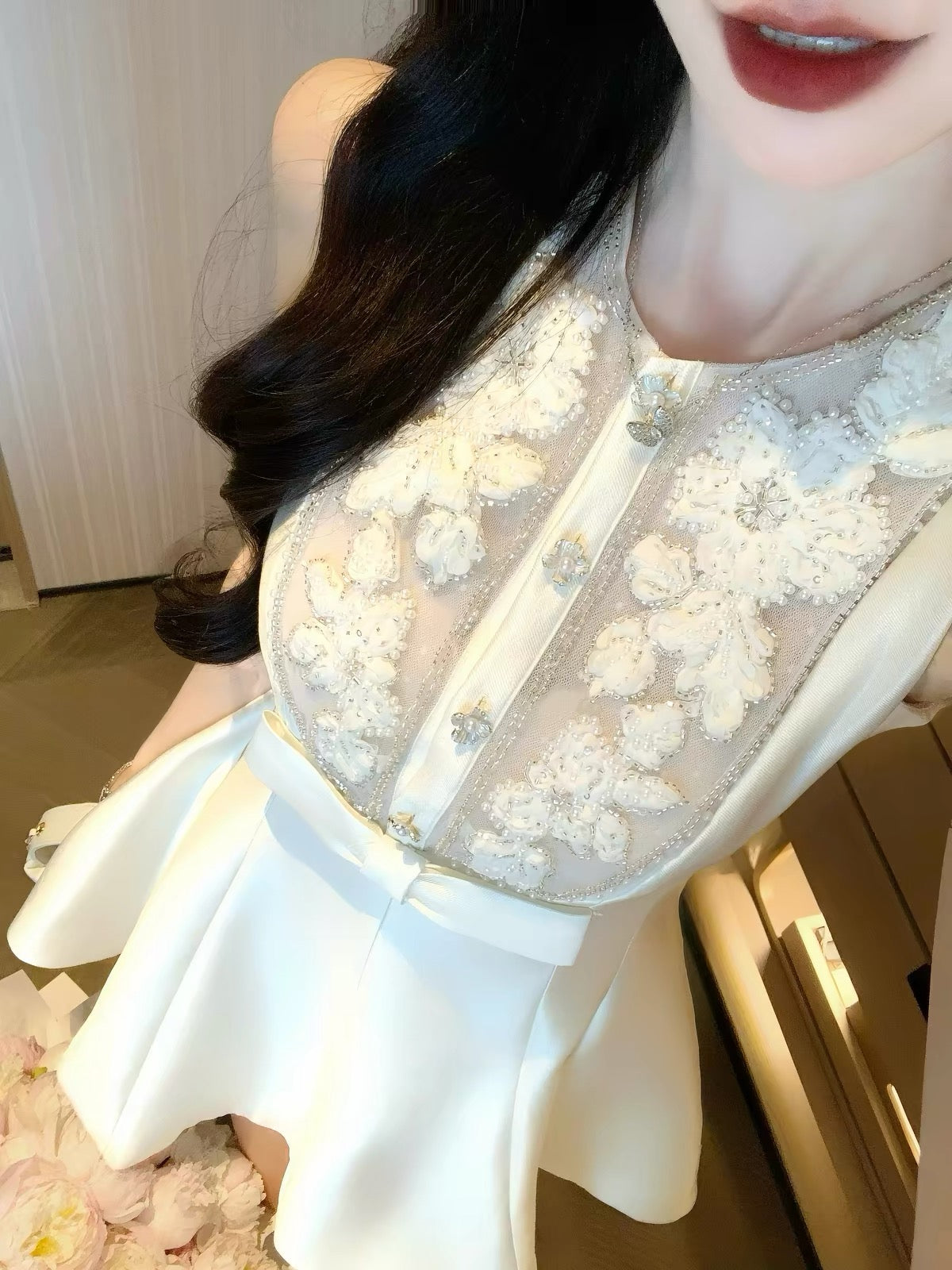 JustQin "Moonlight Concerto" 2026 New Summer Collection: Sophisticated, Intricately Detailed Lace-Trimmed Mini Dress – A Sexy Style for Women