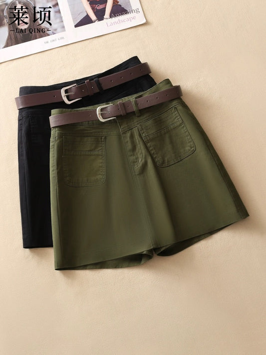 Denim culottes women's shorts 2024 high-waisted summer fashion new casual versatile thin A-line slim wide-leg pants
