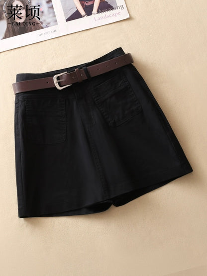 Denim culottes women's shorts 2024 high-waisted summer fashion new casual versatile thin A-line slim wide-leg pants