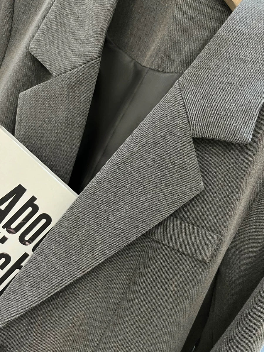Gray high-quality textured small suit jacket for women 2025 spring and autumn new Korean style casual street suit tops