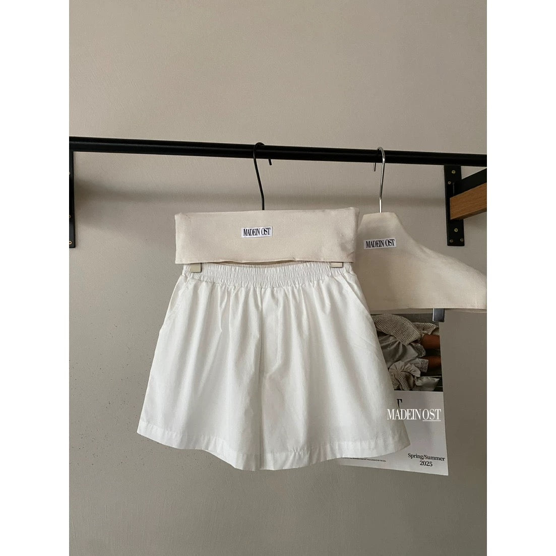【MADEIN OST】Original design 2025 summer retro color cotton casual elastic waist casual shorts for women