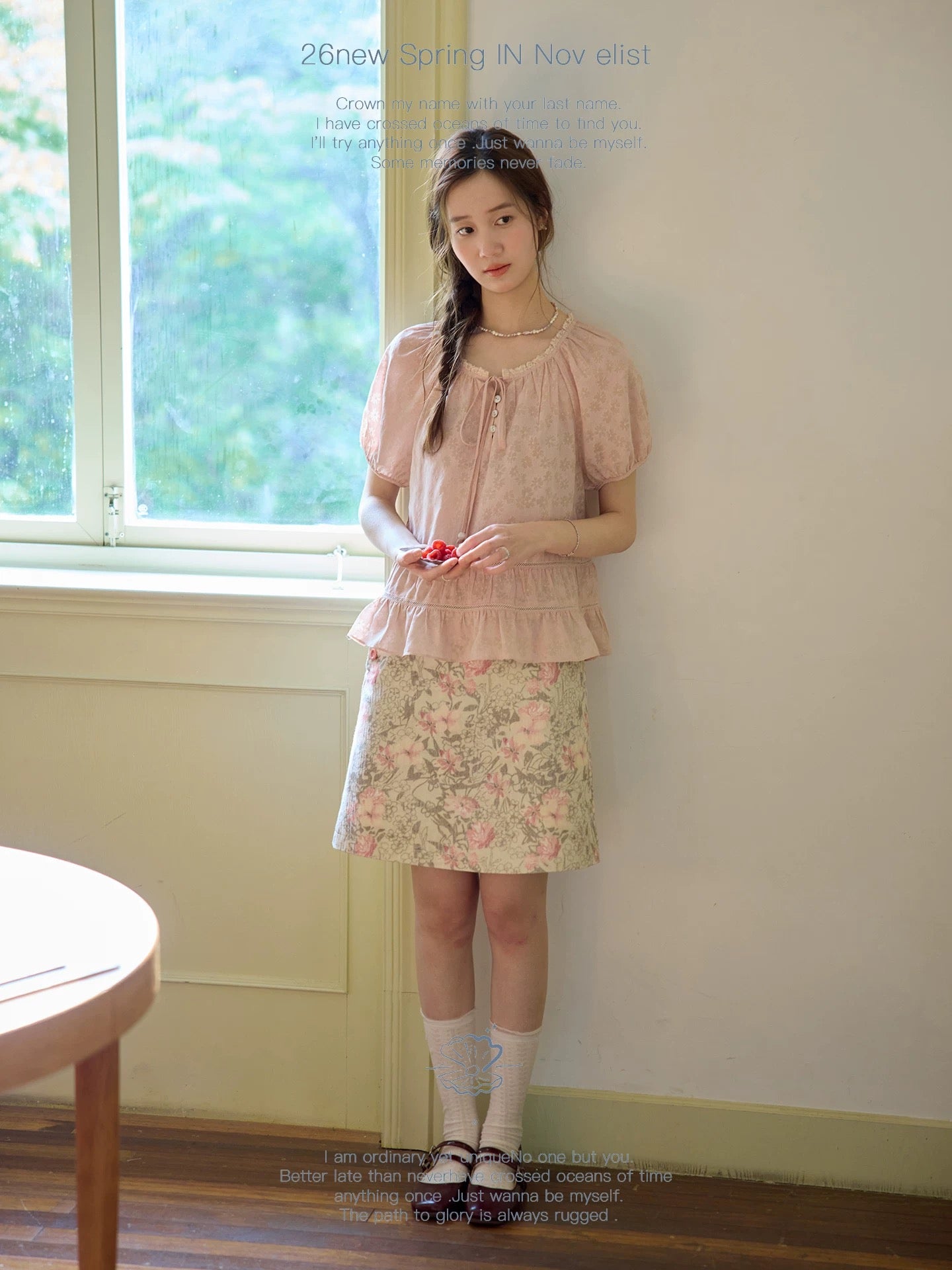 Nov elist One Dark Floral Textured Blouse Summer French Babydoll Style