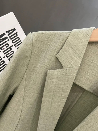 2025 Spring and Summer New Thin Green Age-reducing Western Style Suit Jacket Women Korean Style Small Fresh Summer Suit Tops