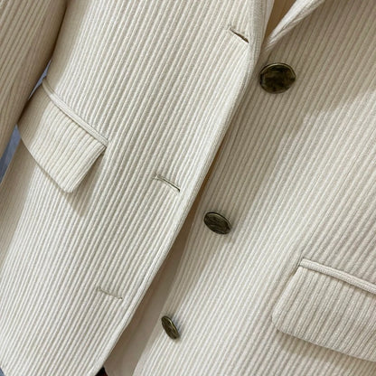 Winter corduroy retro suit jacket for women, versatile commuter top, 2024 autumn and winter new thickened