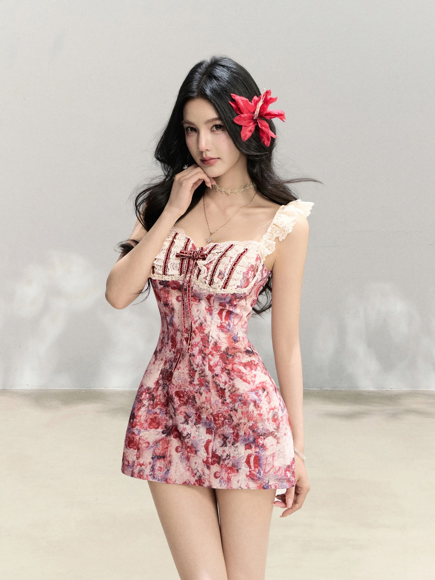 Mejiu [Left Bank Album] Early Spring Original Design Oil Painting Style Suspender Dress Women's A-line Skirt