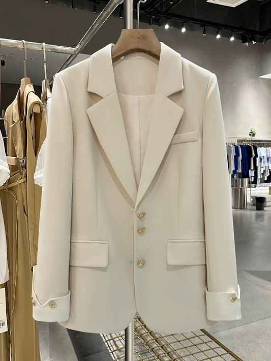 Off-white professional drape suit jacket for women 2025 spring and autumn new style light luxury commuting simple gentle suit
