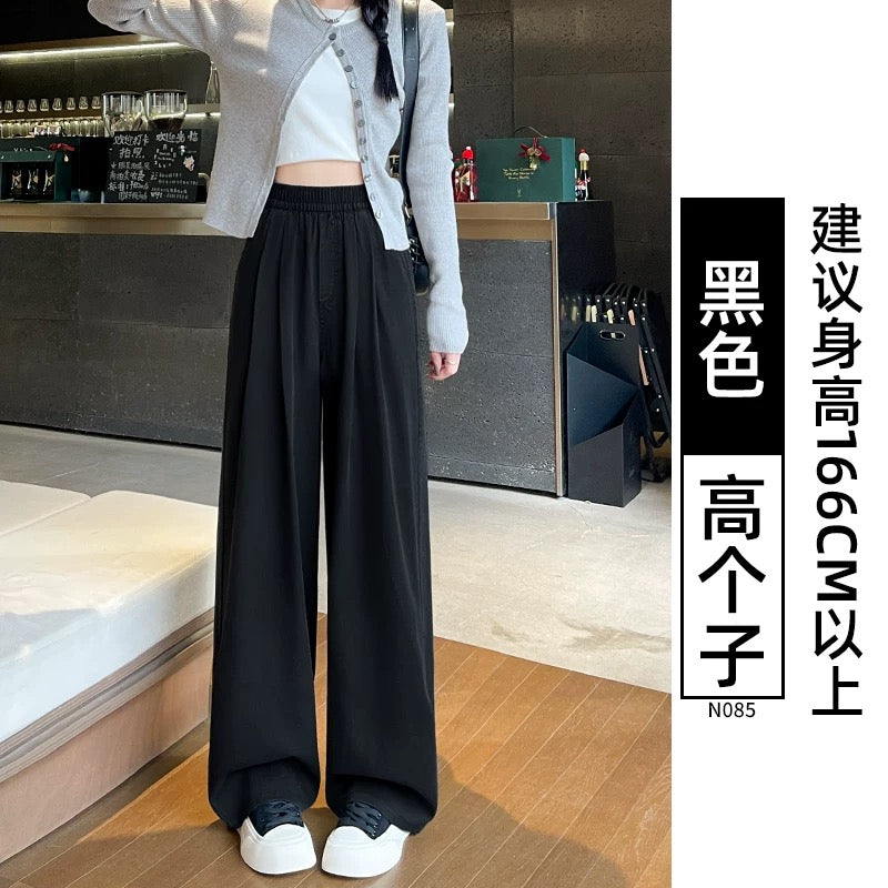 Tencel jeans women's summer thin 2025 new small elastic waist straight loose ice silk wide leg pants