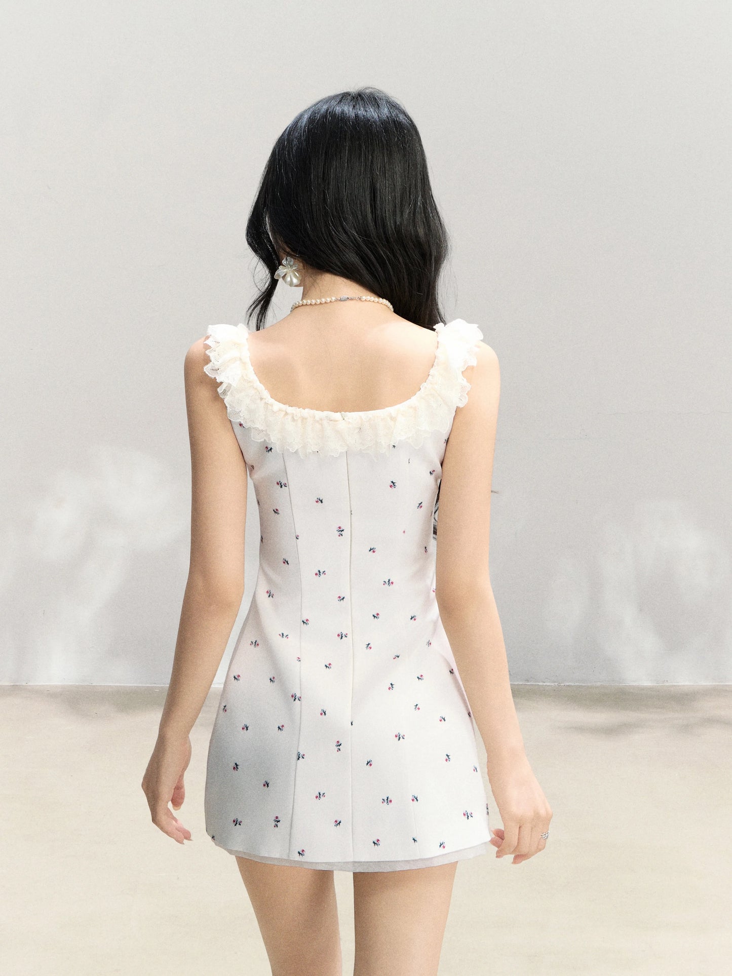 Mejiu [Sakura Town Love Song] Sweet and Spicy Lace Patchwork Dress, Spring/Summer Floral Dress
