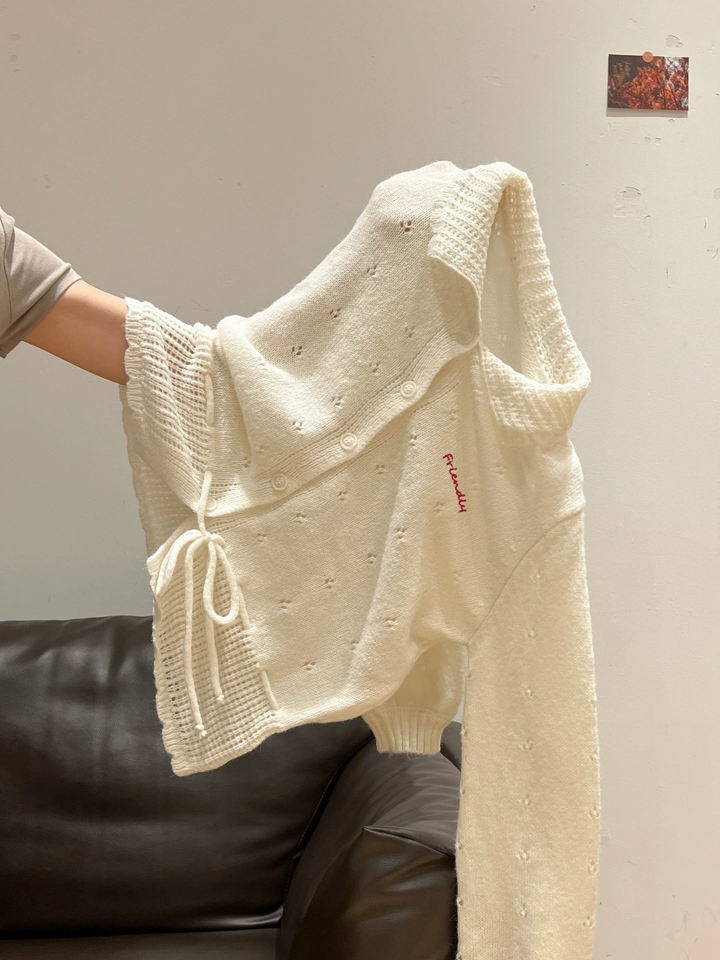 Sweet and gentle style thick button sweater jacket for women 2025 autumn and winter drawstring waist design knitted cardigan