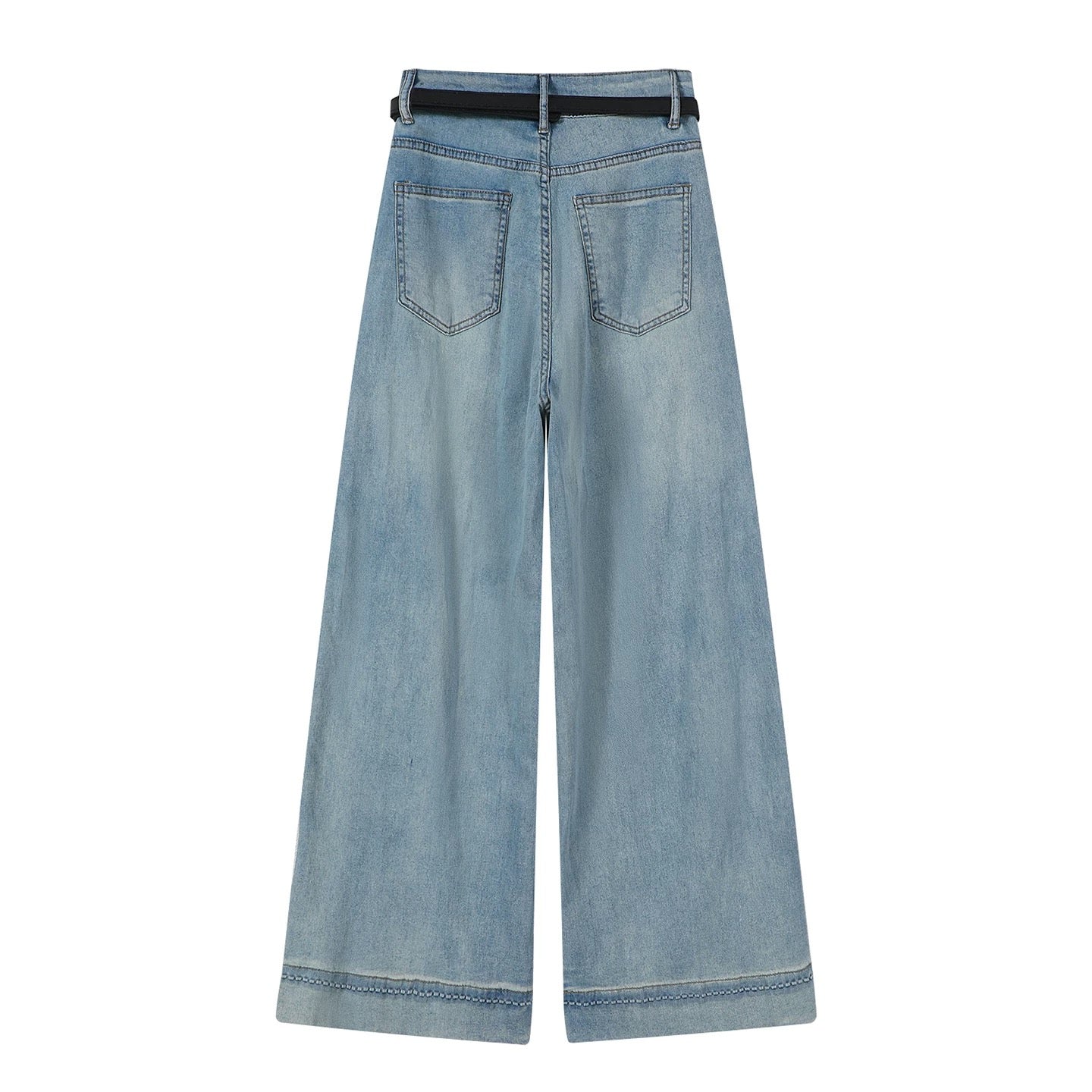 XinmonLee Korean blue high-grade summer new jeans casual high waist drape wide leg pants versatile women