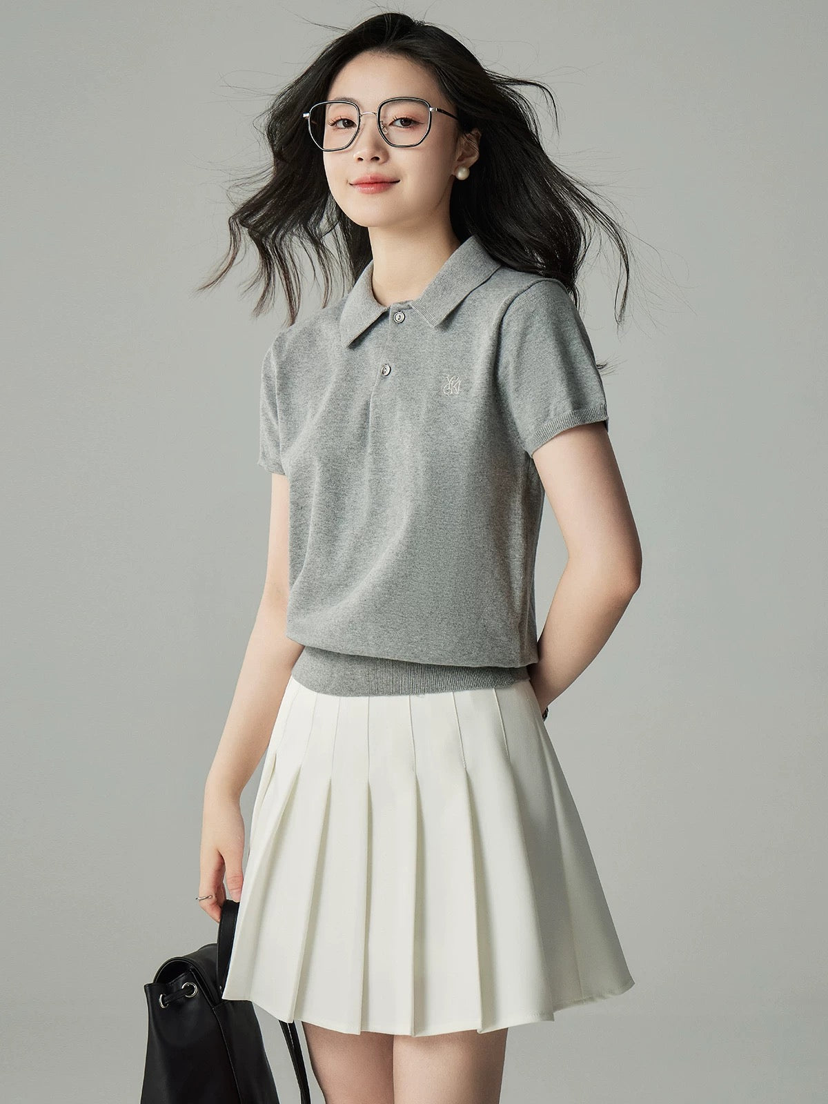 Ya Kejia classic intellectual literary short-sleeved sweater female summer retro casual embroidered polo shirt T-shirt