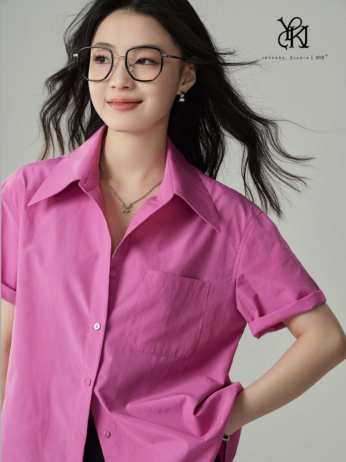 Ya Kejia French short-sleeved shirt women's summer thin Korean style versatile casual basic commuter chic shirt tops