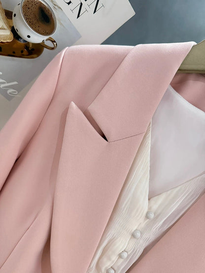 Pink sweet pearl button small suit jacket for women 2025 new spring and autumn online celebrity trend formal elegant suit
