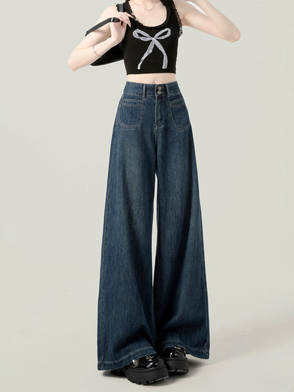 Light blue high waist loose jeans women spring and autumn styles autumn and winter 2025 new straight pants mopping pants trousers pants