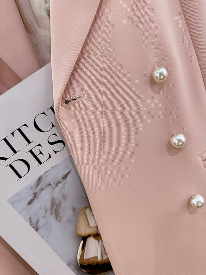 Pink sweet pearl button small suit jacket for women 2025 new spring and autumn online celebrity trend formal elegant suit