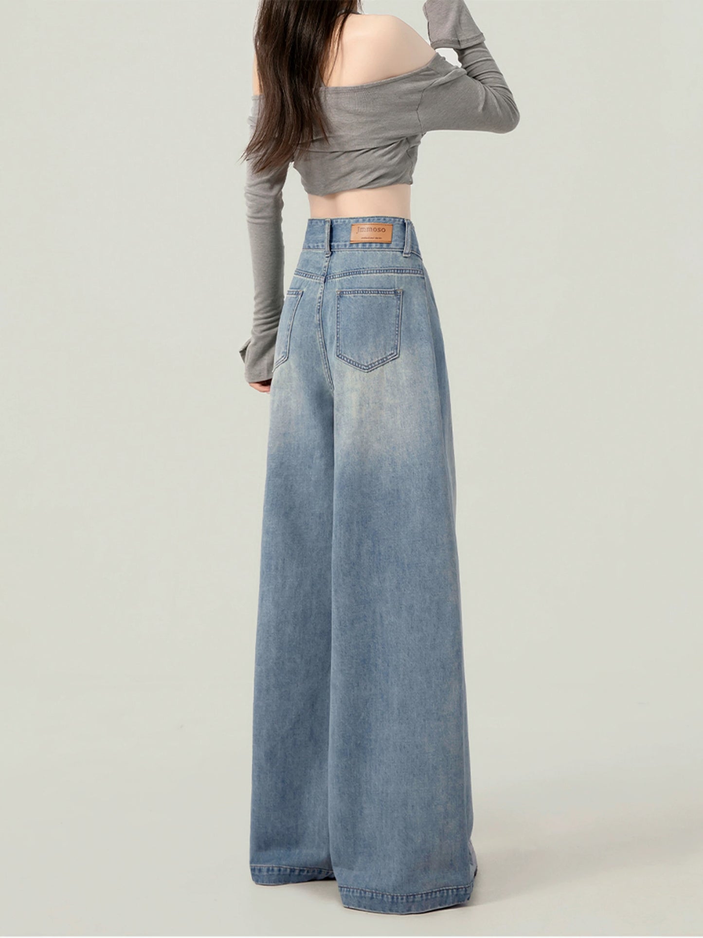 Light blue high waist loose jeans women spring and autumn styles autumn and winter 2025 new straight pants mopping pants trousers pants