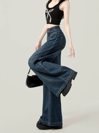 Light blue high waist loose jeans women spring and autumn styles autumn and winter 2025 new straight pants mopping pants trousers pants