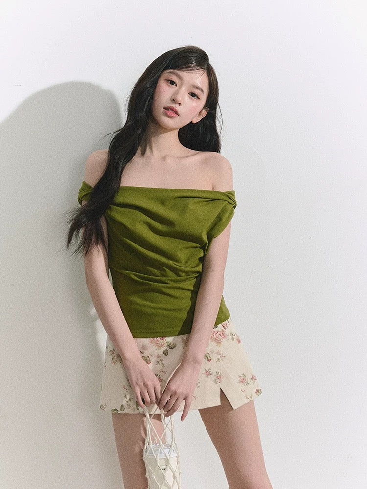 OIOI ESSE/"Early Summer Breeze" Retro Floral Print Midi Skirt for Women, Two-Piece Set Including Leggings, Elegant Skirt Pants