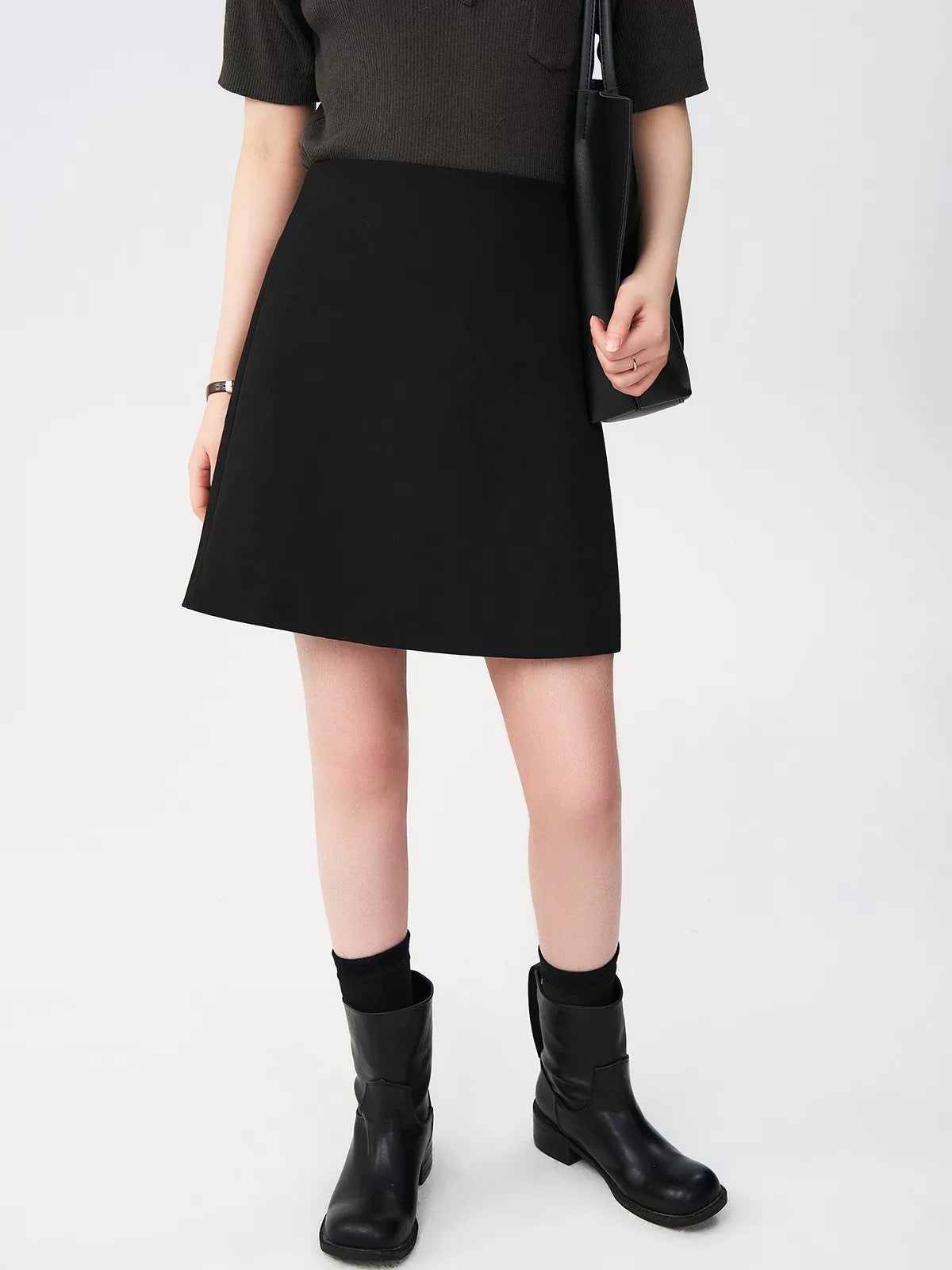Yakejia linen high waist slim A-line short skirt new summer commuter basic style all-match suit skirt