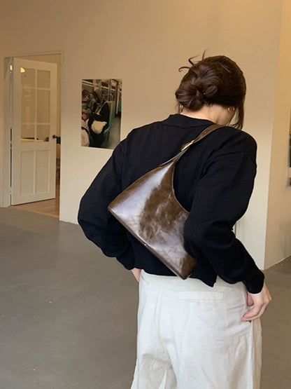 Bags for women 2024 new high-end texture ins niche design black one-shoulder portable armpit bag