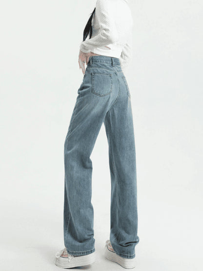 Blue high waist narrow straight jeans women spring and autumn autumn and winter 2025 new wide leg pants drape trousers pants