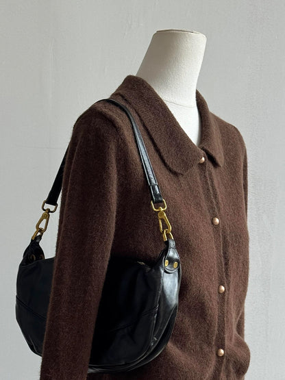 CHAO-level recommendation! Winter wear ~ Korean retro coffee-colored lapel age-reducing soft and sticky knitted cardigan sweater