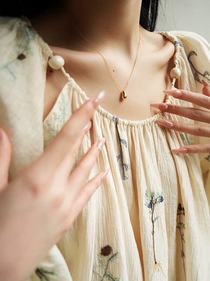 Aconiconi｜Cangye French embroidered lyocell loose dress with a lazy holiday style