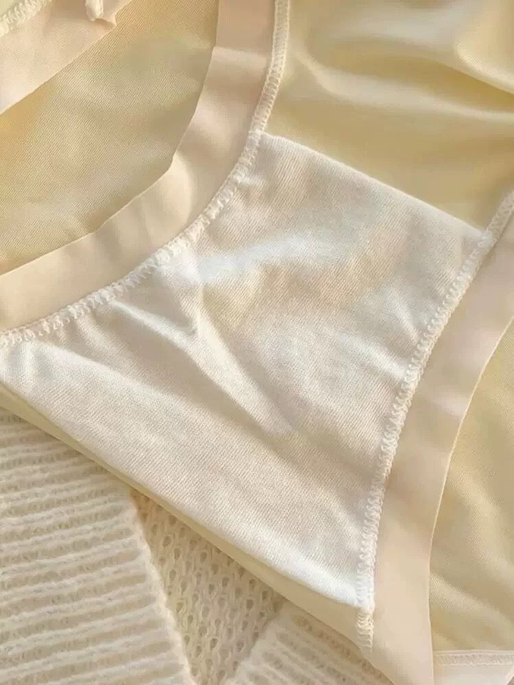Ice silk underwear women's lace thin mid-waist girls 2024 new girls breathable pure cotton crotch seamless briefs