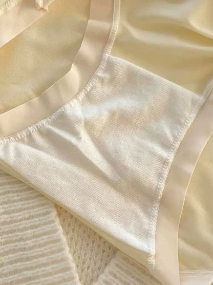 Ice silk underwear women's lace thin mid-waist girls 2024 new girls breathable pure cotton crotch seamless briefs