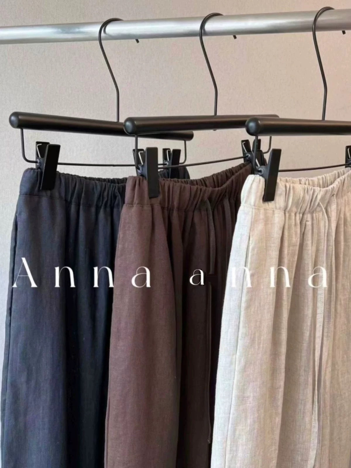 High waist linen brown wide leg pants summer thin niche fashion loose slim mopping pants cotton linen women's pants