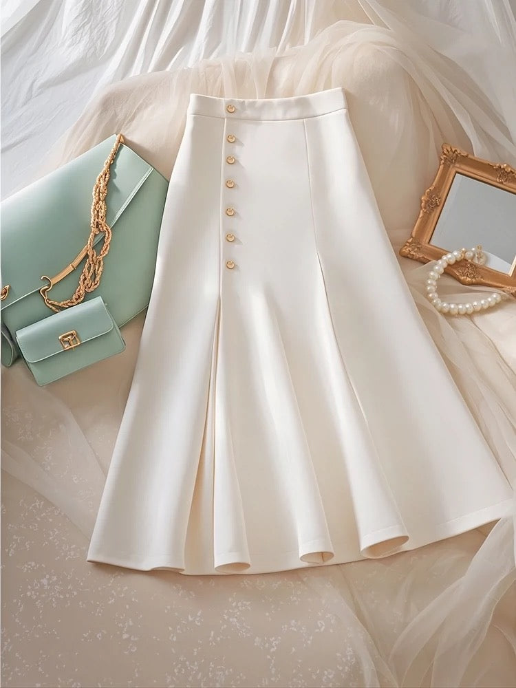 High-end pear-shaped figure, super good-looking temperament, slim white skirt for women 2024 new early autumn