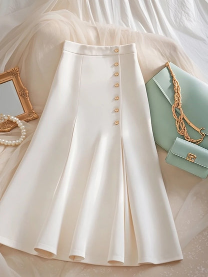 High-end pear-shaped figure, super good-looking temperament, slim white skirt for women 2024 new early autumn