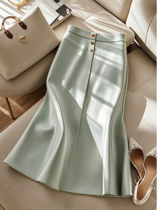 Chic and unique high-end exquisite French high-end sense super good-looking temperament green skirt women 2024 new summer