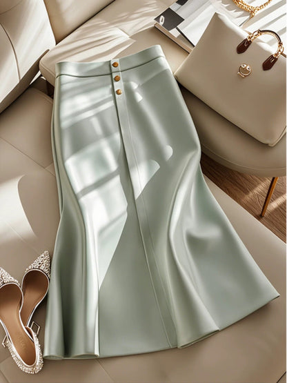 Chic and unique high-end exquisite French high-end sense super good-looking temperament green skirt women 2024 new summer