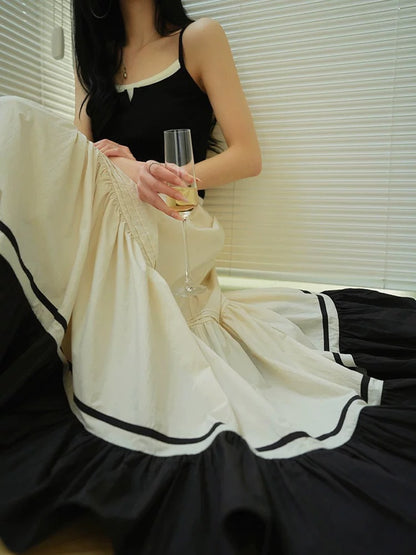 Aconiconi｜Nocturne French commuting versatile temperament skirt slimming super long skirt A-line skirt