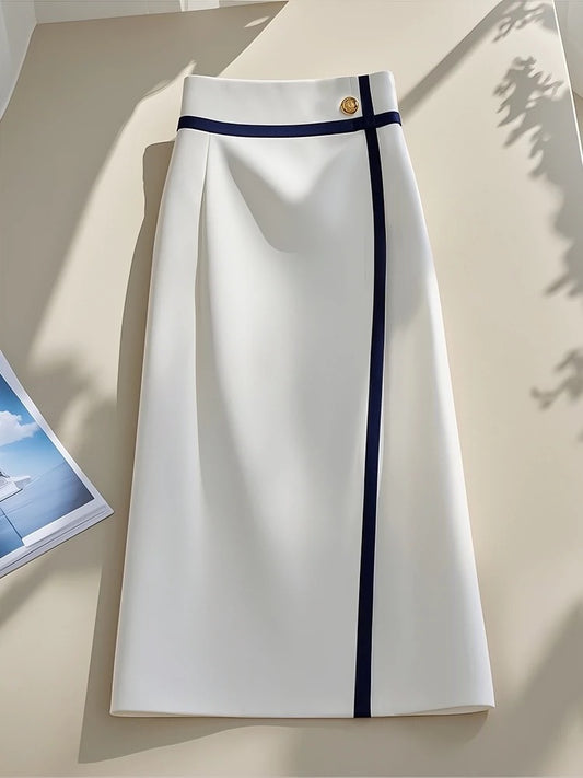 This year's popular style, super good-looking, high-end, and elegant, belly-covering white half-length skirt for women 2024 new summer