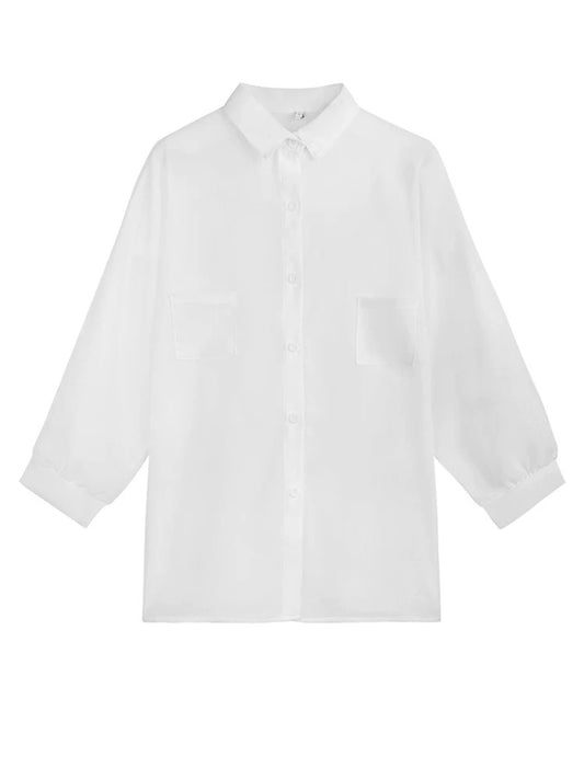 Sun protection tops for women, summer outerwear cardigan shirt, spring design niche long-sleeved jacket, French style white shirt