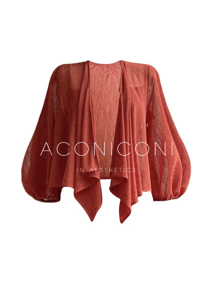 Aconiconi｜Nice Afternoon Temperament Textured Suspender Dress Slimming Sunscreen Cardigan Dress