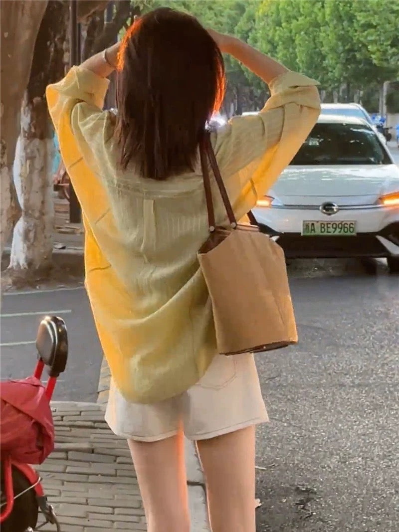 Tencel sun protection shirt women's thin summer 2025 new Korean version loose high-end temperament small tops