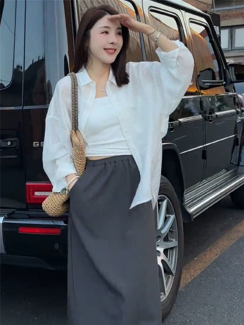 Tencel sun protection shirt women's thin summer 2025 new Korean version loose high-end temperament small tops