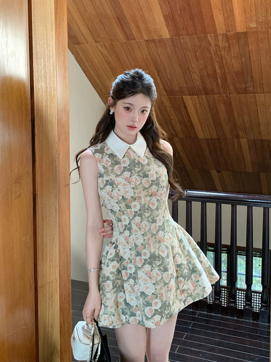 Xia Ximo's "The Wizard of Oz" 2026 Super Beautiful Dress, Women's Shirt Collar Sleeveless Mid-Length Fitted Dress