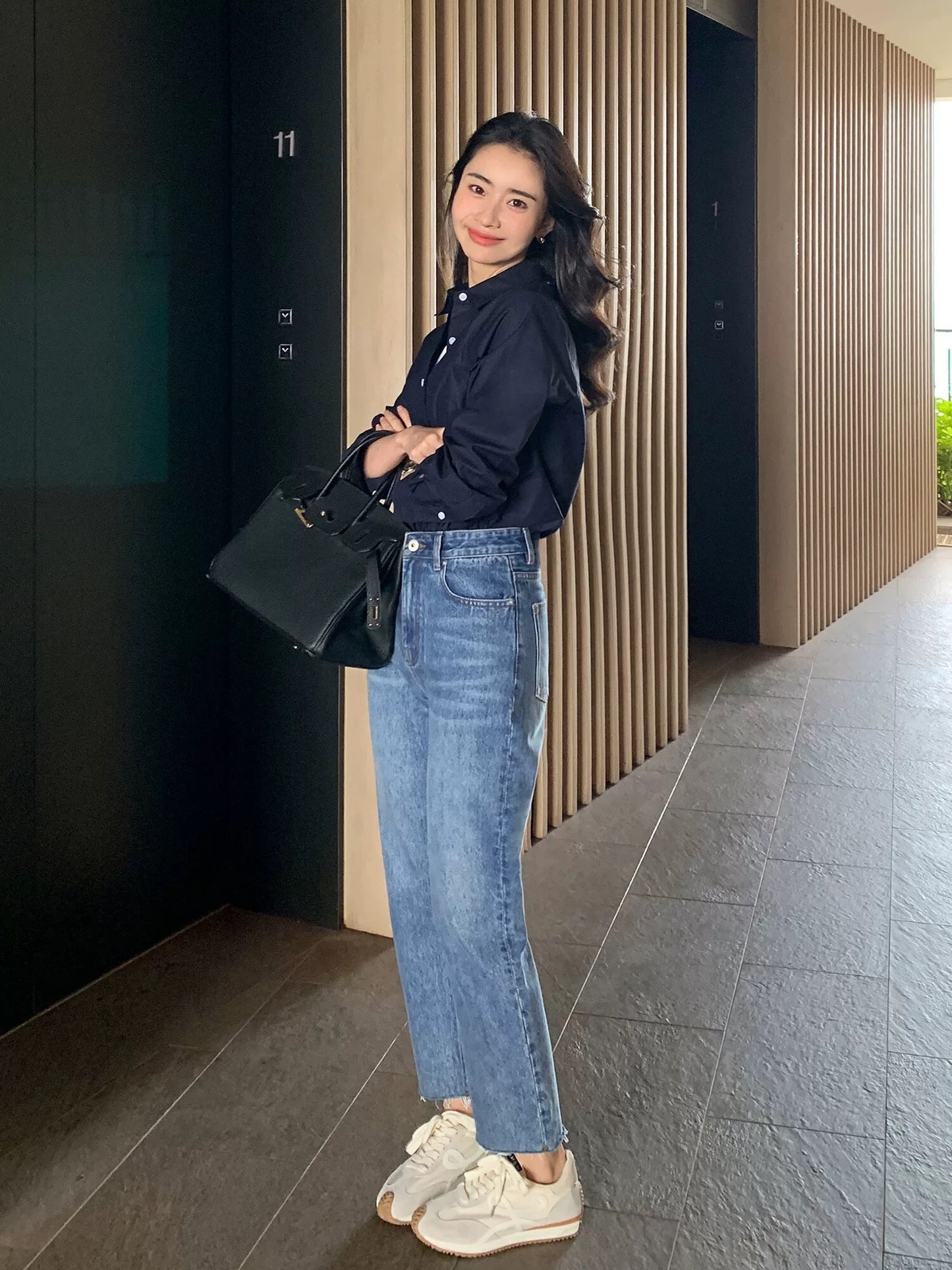Maven Lin [70% Off In Stock] Blue Straight Leg Jeans for Women, Cigarette Fit, Slim Fit, Wide Leg, Cropped Pants